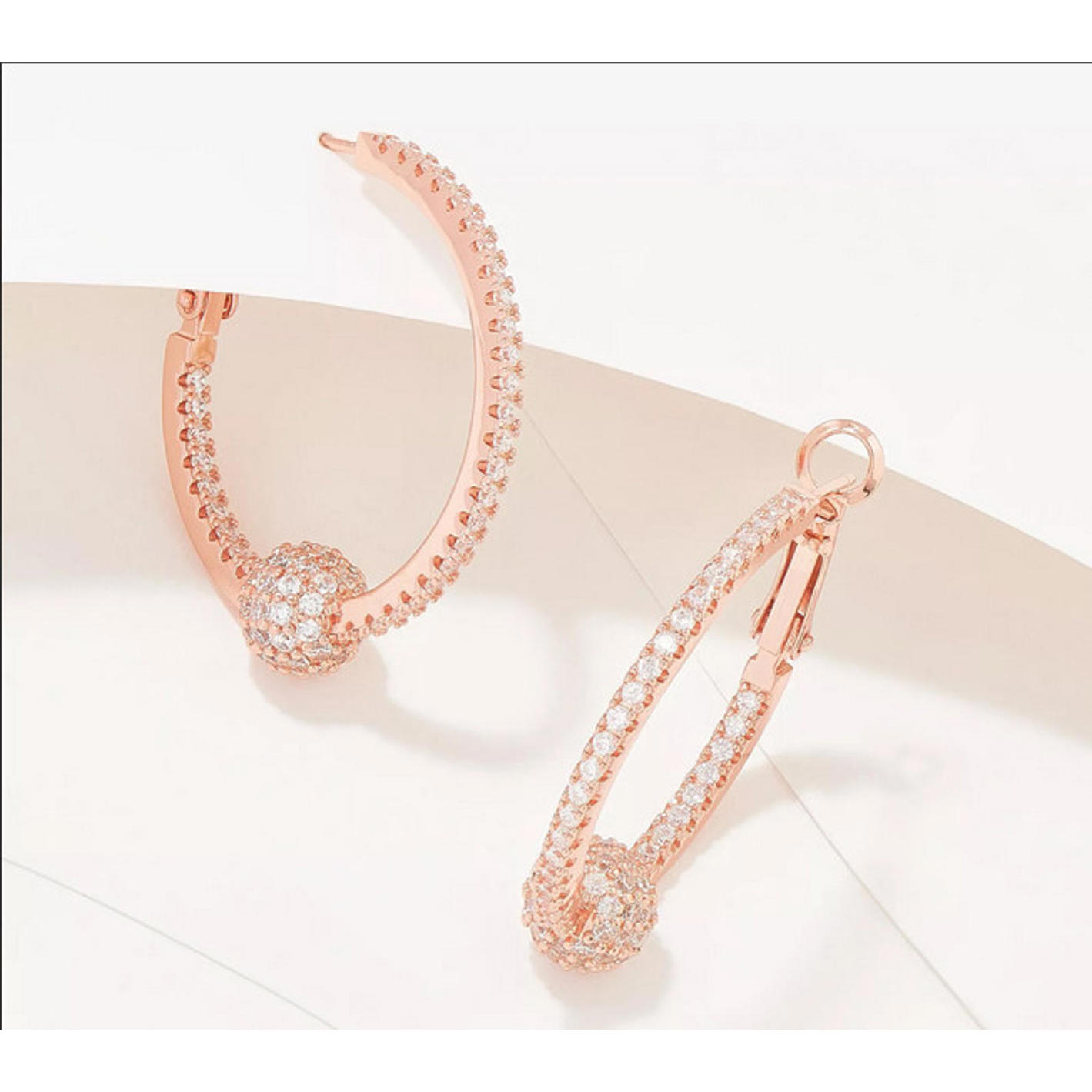 Diamonique X Lisa Freede 1-14 Disco Ball Hoop Earrings 90 Rose Gold Tone J3 15$